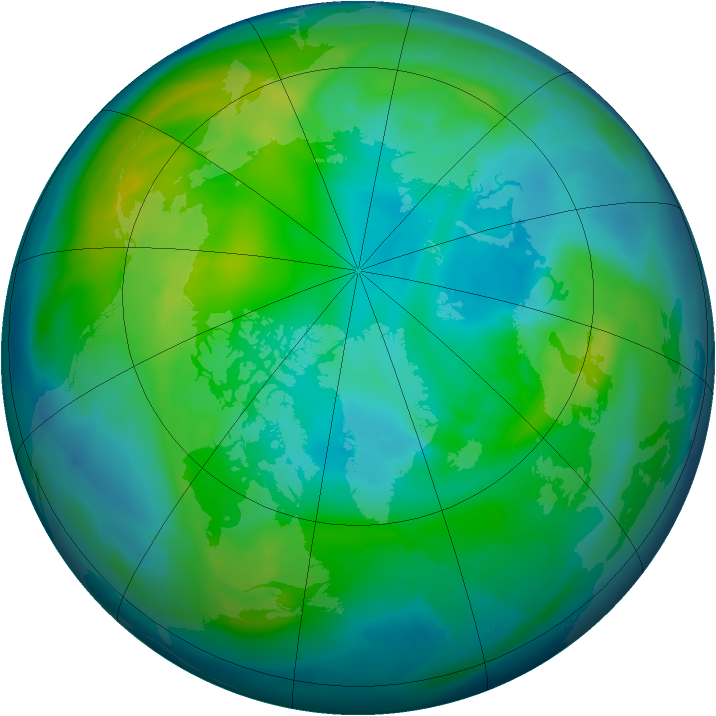 Arctic ozone map for 22 October 2010
